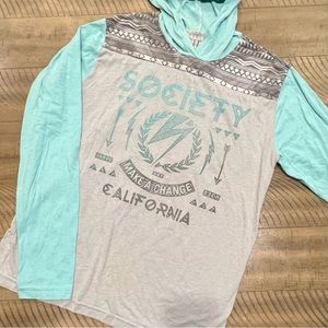 SOCIETY long sleeve hooded shirt